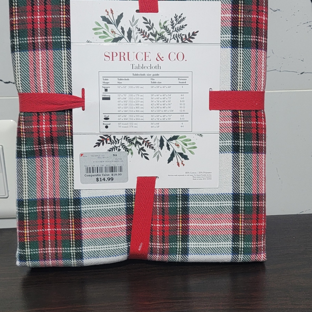 Spruce & Co. Plaid Holiday Tablecloth - Red, Green, White